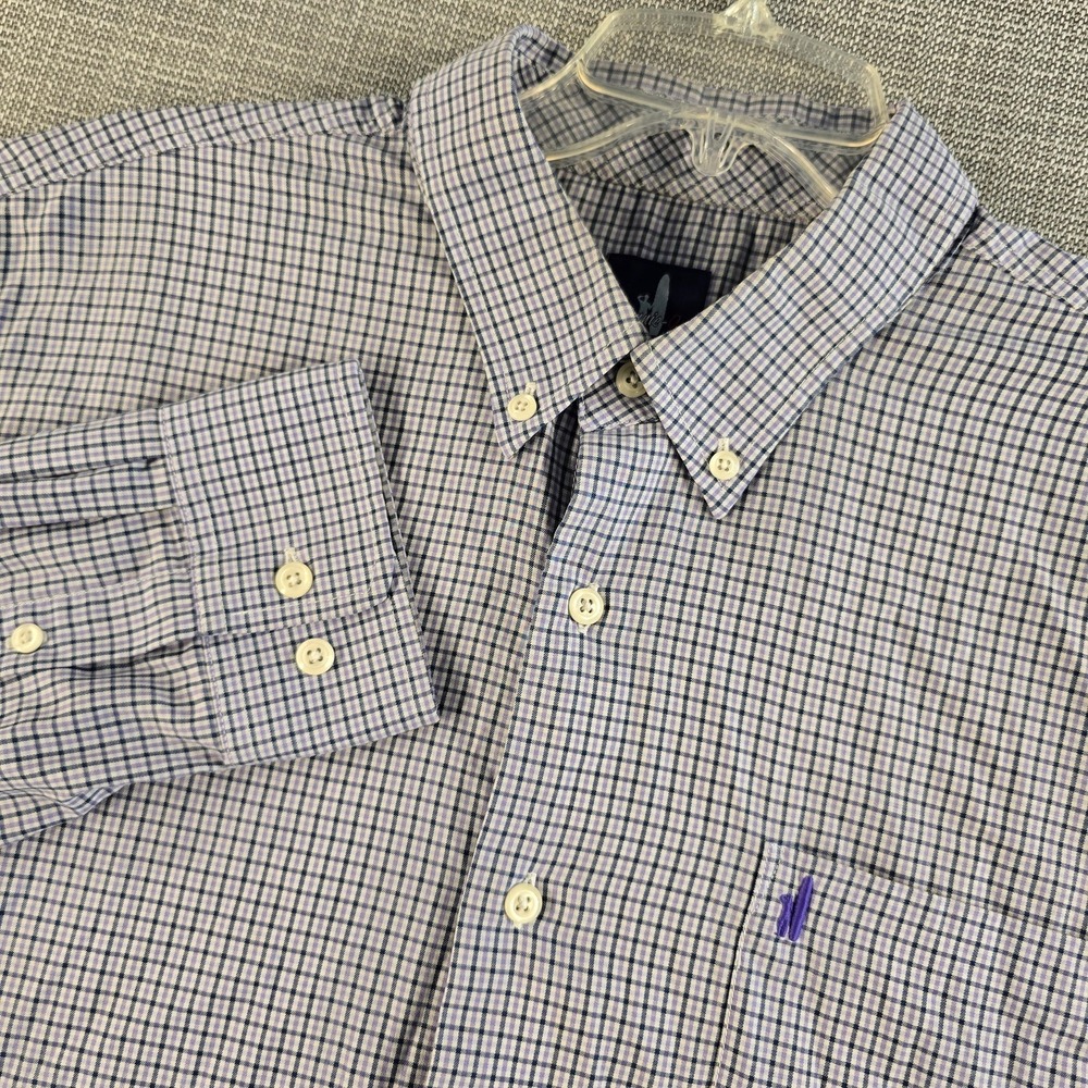 johnnie-O Shirt Mens X-Large Blue Purple Plaid Prep-Formance Stretch JMWL3510